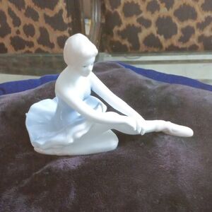 Graceful Porcelain Ballerina Figurine in White and Light Blue